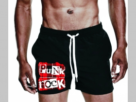Punk Rock - škótske káro -  plavky s motívom - plavkové pánske kraťasy s pohodlnou gumou v páse a šnúrkou na dotiahnutie vhodné aj ako klasické kraťasy na voľný čas